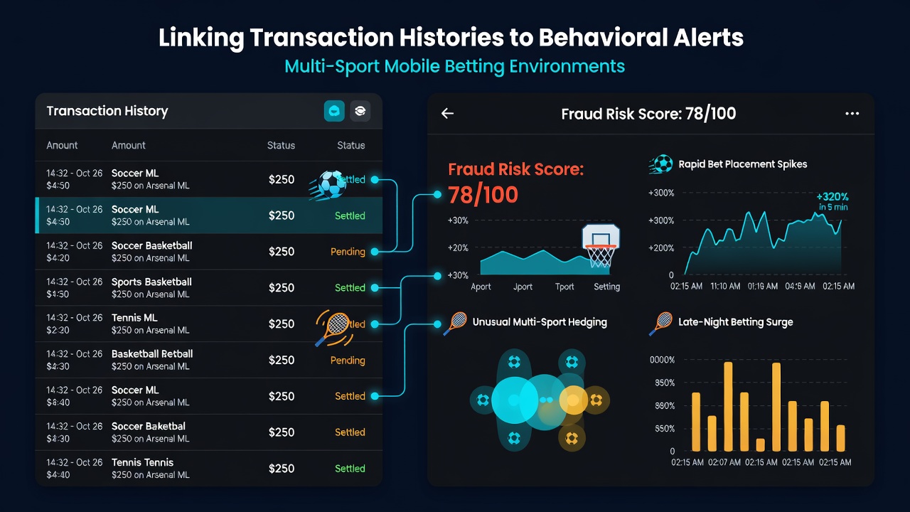Grafiek die verbanden toont tussen transactievolumes en geactiveerde alerts tijdens live sportevenementen